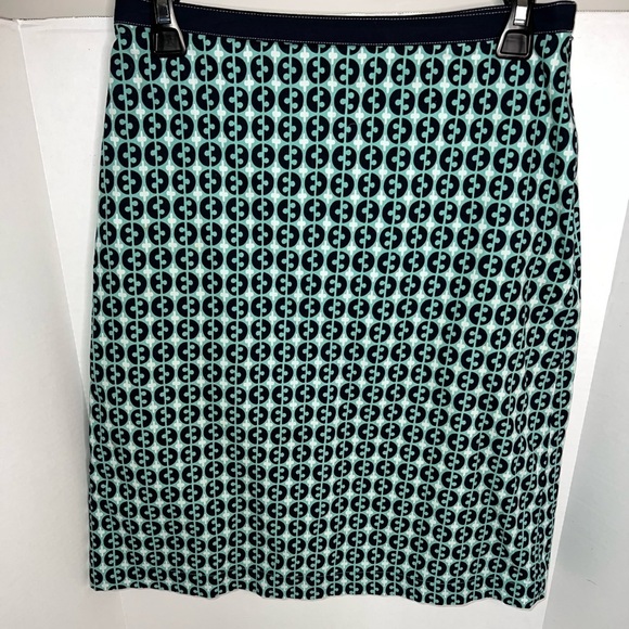 Boden Teal Pattern A-Line Pencil Skirt - Picture 1 of 6